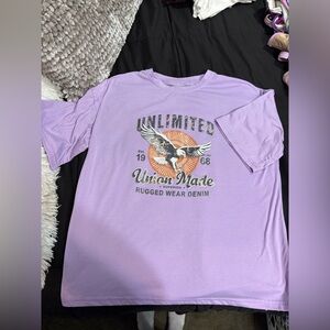 SHEIN Purple Short Sleeve Tee with Graphic Design